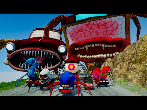 ALL MONSTERS.EXE Big & Small Cars Downhill Madness with CAR EATER & BUS EATER – BeamNG.Drive