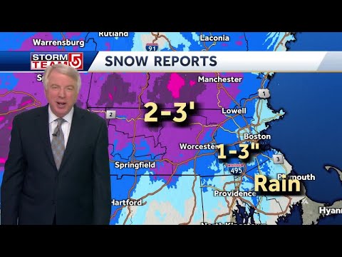 Multiple Mass. communities near 3 feet of snow during mid-March nor'easter