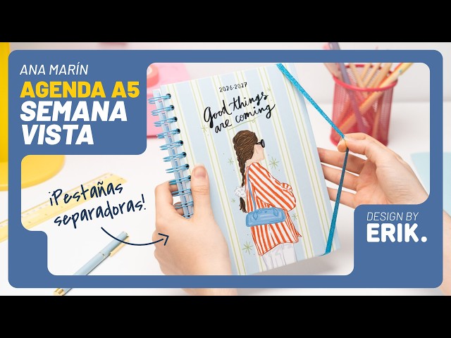 Vídeo relacionado con Grupo Erik Agenda 2026 Semana Vista A5 Ana Marin, En Español - Agenda semanal Anual mujer Con Anillas y Pestañas - Incluye 4 páginas de Pegatinas, Marcapáginas, Ilustraciones y Planificador mensual