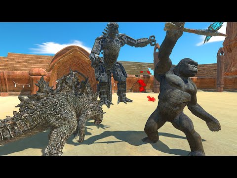 MechaGodzilla 2021 vs Godzilla 2021 and King Kong At The Arena - Animal Revolt Battle Simulator