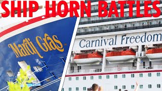 CARNIVAL MARDI GRAS VS CARNIVAL FREEDOM (CRUISE SHIP HORN BATTLE!)