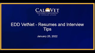 CalTAP | Resume Writing and Interview Tips | 01-25-2022