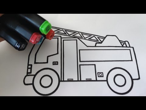 COLORIAGE FACILE CAMION DE POMPIER 🖍️🖍️🚒🚒