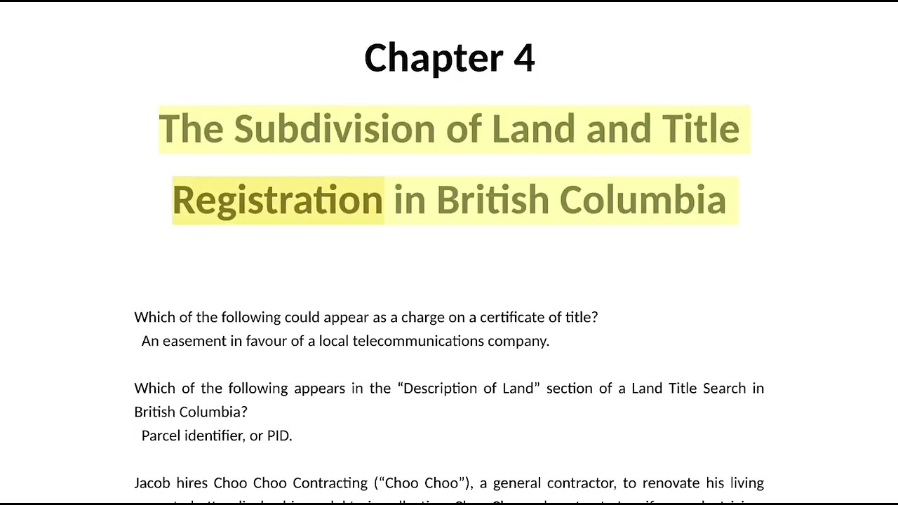 UBC Real Estate Licensing Chapter  4