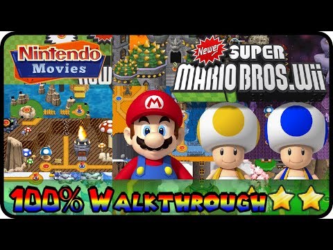 Newer Super Mario Bros. Wii - Full Game (All Worlds 100% Walkthrough Multiplayer)
