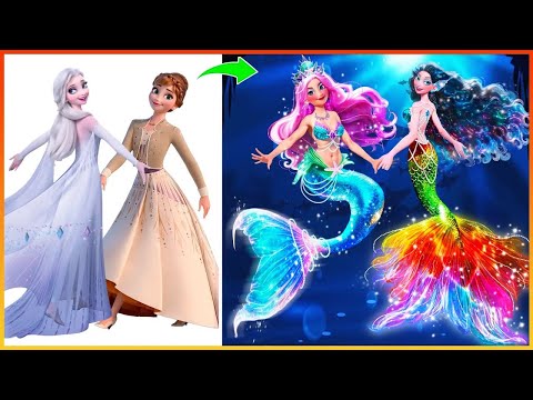 Frozen: Elsa, Anna Frozen Glow Up Into The Little Mermaid - Disney Princesses Transformation