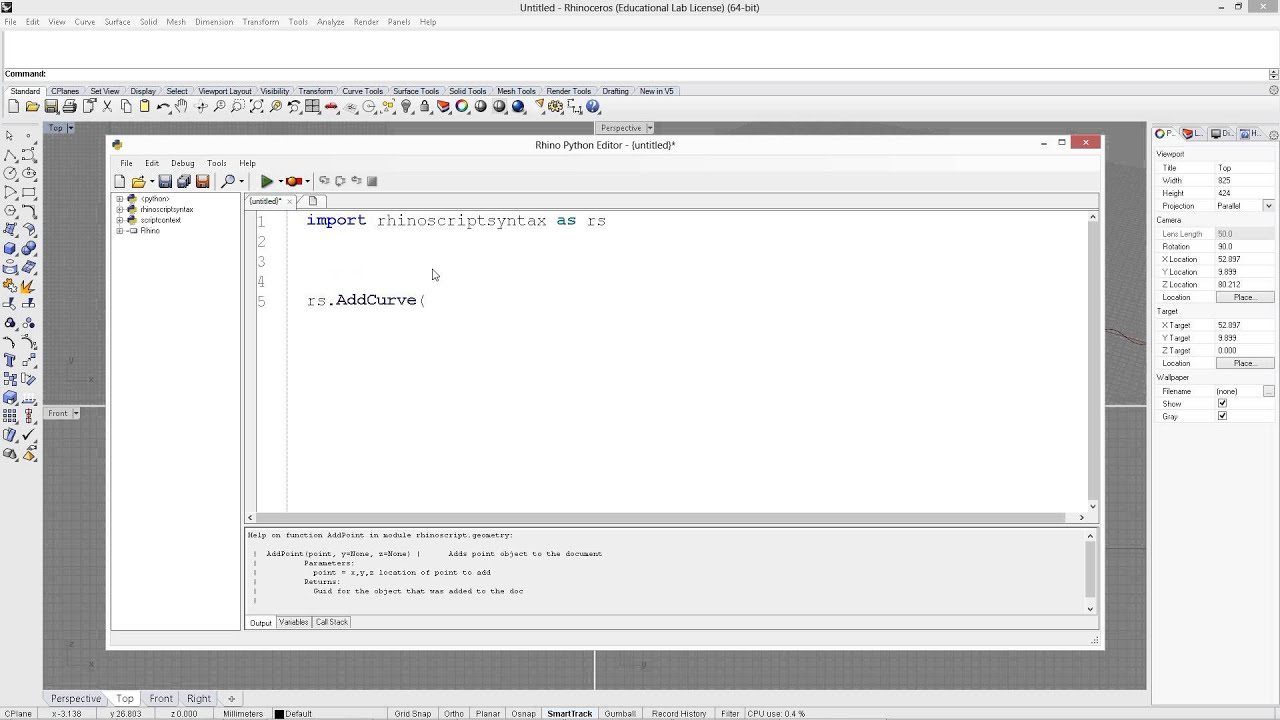 RhinoPython AddCurve