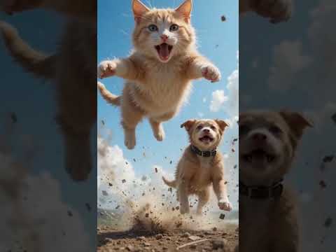🐱🏍️ The Biker Cat's Disaster! | Funny Cat vs. Dog Crash 😂 #FunnyShorts #BikerCat #FunnyAnimals