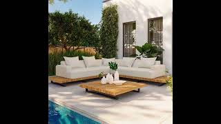 OUTFLEXX Icon Gartenlounge, hellgrau, Alu/Olefin, Tisch 120 x 120 cm, inkl. 5 Dekokissen, FSC®-zertifiziertes Produkt