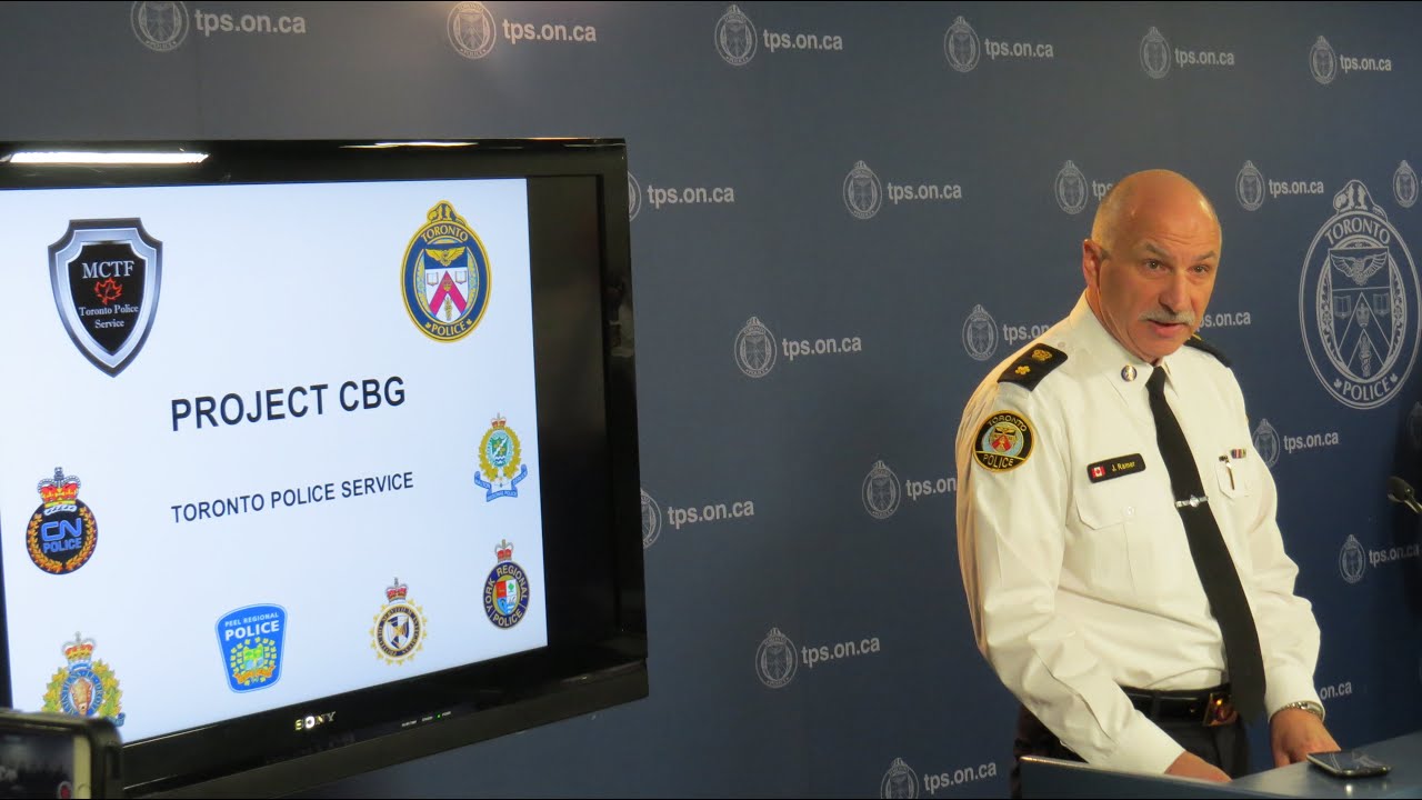 Deputy Chief Jim Ramer and Staff Inspector Mike Earl speak to the media about arrests in connection with a stolen car ring