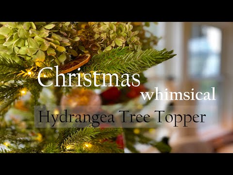 HYDRANGEA CHRISTMAS TREE TOPPER ~ WHIMSY FLORAL BERRY TREE ~ CLOCKS, VELVET BIRDS, & WEAVED BASKETS