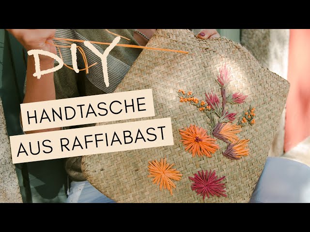 DIY Strohtasche besticken mit Raffiabast - Handtaschen Upcycling