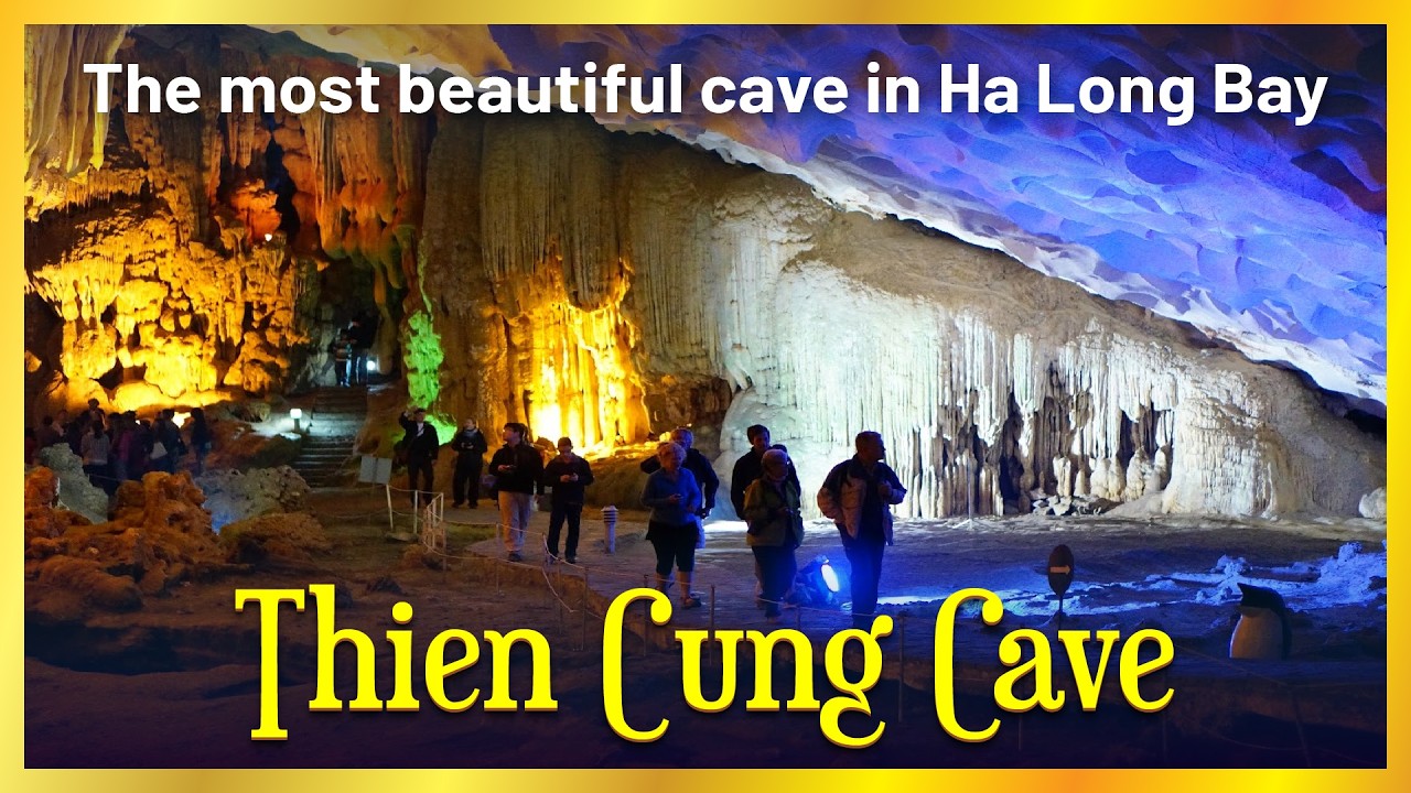 A dazzling display of rock formations illuminated by vibrant lights, offering an unforgettable cave exploration experience.