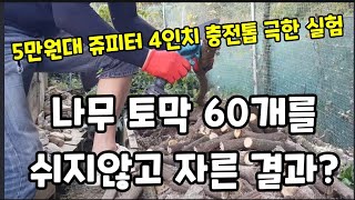 5만원대 4인치 충전톱 으로 나무 토막 60개를 쉬지 않고 잘라보니?의외의 결과? #쥬피터 #4인치충전톱 #…