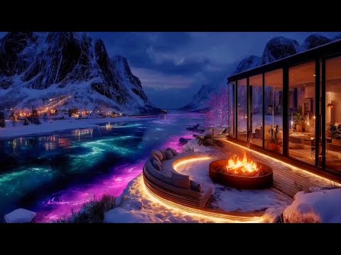 Cozy Piano Ambience & Fire Cracking & Water sounds for deep rest and recover