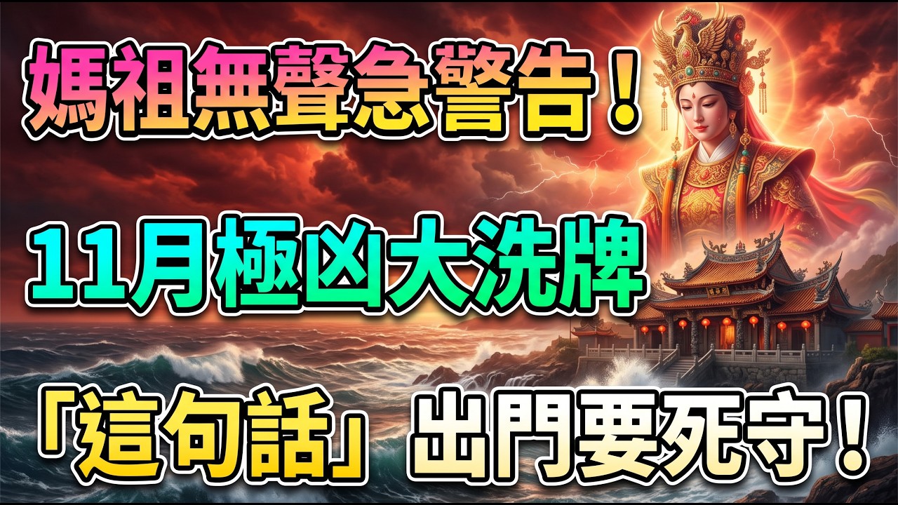 ⚠️白沙屯媽祖急轉身破天機！11月「極凶大洗牌」引爆年底最大死劫，出門千萬死記這句話！🆘#媽祖 #白沙屯媽祖 #末世預言 #玄學預言 #保平安 #趨吉避凶 #11月運勢 #大洗牌 #化劫擋災 #民