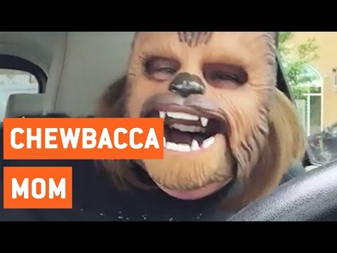 Mom Laughing At Chewbacca Mask For Birthday