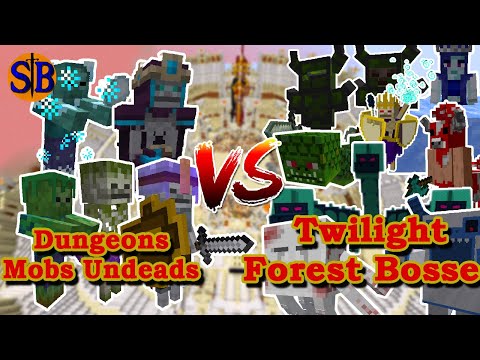 Dungeons Mobs Undead vs Twilight Forest Bosses | Minecraft Mob Battle