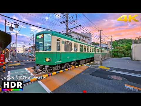 Japan: Sunset to Night Walk Around Seaside Town of Kamakura • 4K HDR