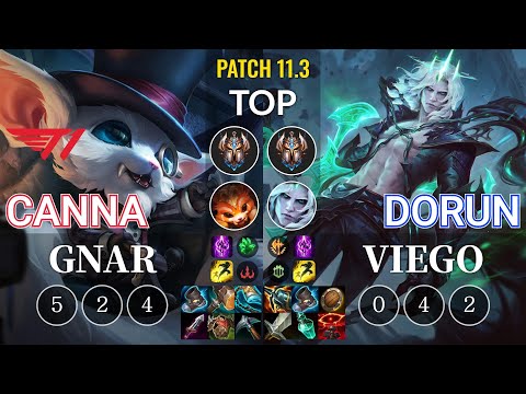 T1 Canna Gnar vs DoRun Viego Top - KR Patch 11.3