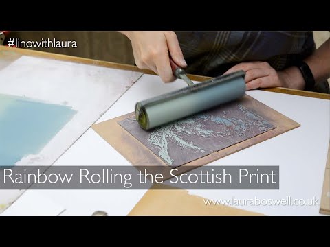 Multi block Lino Print with Laura: Episode 24 -  Rainbow Rolling a Multiblock Lino Print