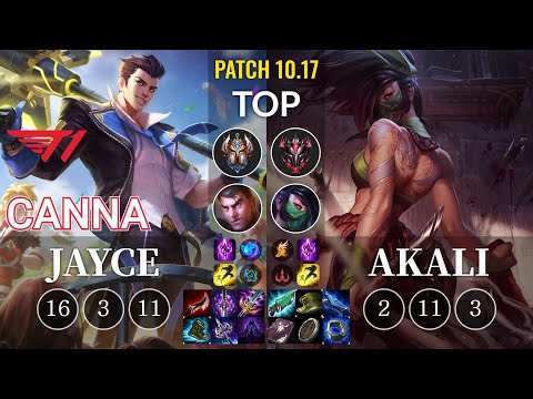 T1 Canna Jayce vs Akali Top - KR Patch 10.17