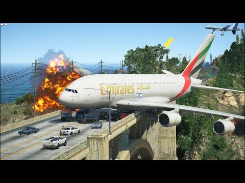 Crash Gigantic A380 Emergency Landing On A Beach After Engine Explodes | GTA 5 #gta5 #gtav