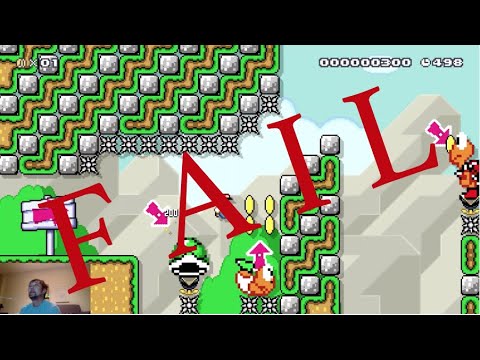 Mario Maker 2 - Koopa Island - Beating the hardest level - Failure