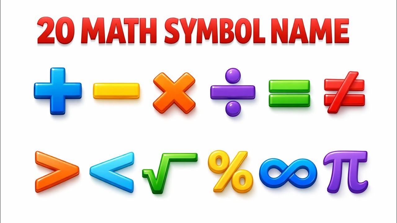 Top 20 Math Symbols Kids must know | Learn Basic Maths Symbols with Examples | Easy Learning Video