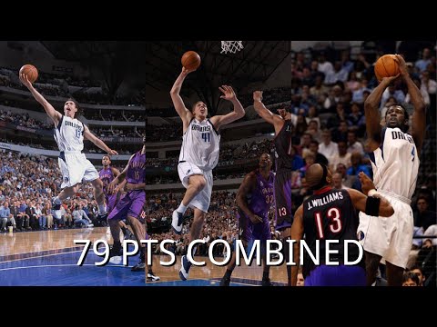 Dirk Nowitzki, Steve Nash, Michael Finley Highlights vs Raptors (2002.03.07) - 79 PTS COMBINED!