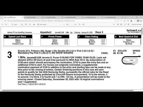 2026 Jerome Stakes Full Field Analysis and Picks | Aqueduct