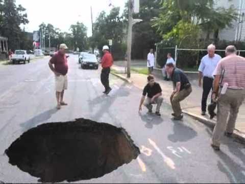 Sinkhole on Washington Street, Taunton