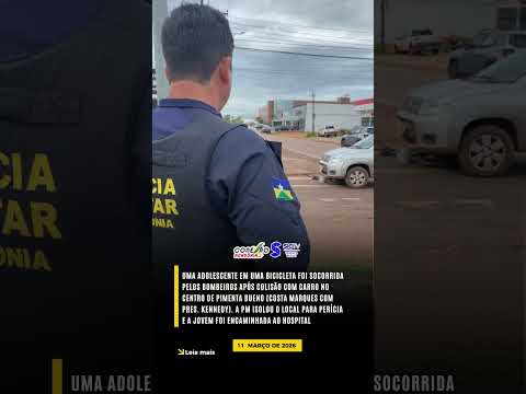 ADOLESCENTE EM BICICLETA É SOCORRIDA APÓS ACIDENTE NO CENTRO DE PIMENTA BUENO