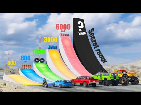 Which Car Jumps Farthest Through Boost Ramps and Obstacles? - Beamng drive