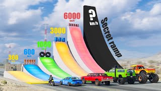 Which Car Jumps Farthest Through Boost Ramps and Obstacles - Beamng drive
