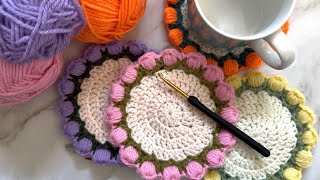 Crochet Tulip Flower Coaster Tutorial | Easy DIY Crochet Flower Coaster for Beginners | Step-by-Step