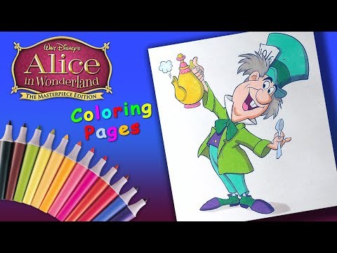 Disney Alice In Wonderland #ColoribgBook #ForKids Mad hatter Coloring Pages Video