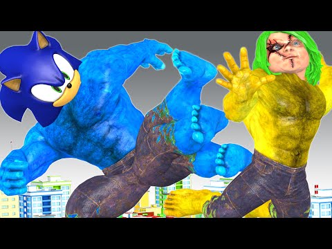 Child Sonic Transform SonicHulk Six Hands vs ChuckyHulk rescue Family Nick - Scary Teacher 3D Story