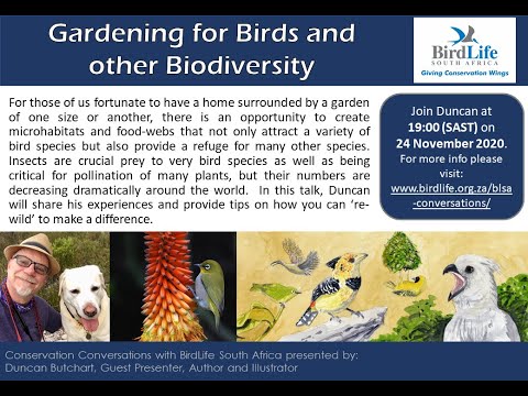 Conservation Conversations: Duncan Butchart - Gardening for Birds & Biodiversity (24Nov20)