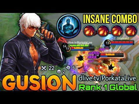22 Kills Gusion Insane Combo with Petrify! - Top 1 Global Gusion by dlive.tv/PorkataLive - MLBB