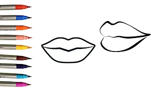 Lips drawing and colouring| how to Draw lips | Made for Kids