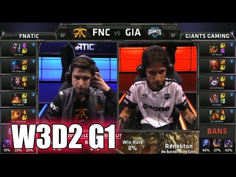 Fnatic vs GIANTS | S5 EU LCS Summer 2015 Week 3 Day 2 | FNC vs GIA W3D2 G1 Round 1