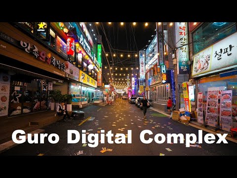 Começa o feriado de Guro Digital Complex Gudi Station Food Alley Chuseok | Seul Coreia do Sul 4K HDR