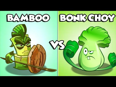 Pvz2 Bamboo Spartan vs Bonk Choy vs Gargantuar Zombie in Plants vs Zombies 2