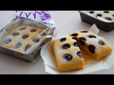 セリア10cm角型でブルーベリー ヨーグルトケーキ 「母の日」にも | Blueberry Yogurt Cake