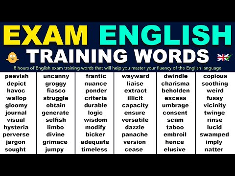 , title : '8 Hours of ENGLISH EXAM TRAINING WORDS with Example Phrases | English Speaking Practice