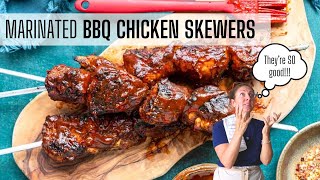GRILLED BBQ CHICKEN SKEWERS | Using chicken thighs!