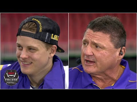 Coach Ed Orgeron and Joe Burrow reflect on LSU's SEC title victory | College Football