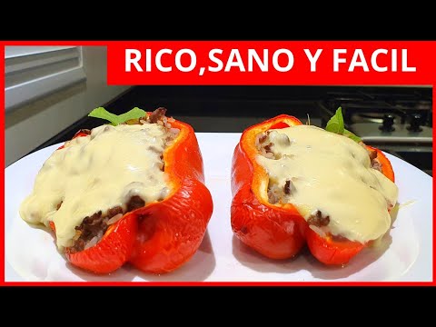 ✅ Como hacer PIMIENTOS RELLENOS de CARNE y ARROZ  |  MORRONES RELLENOS - Receta Facil