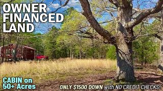 Ground Video with Huge Trees! Cabin on 50 Acres Owner financed land for sale in the Ozarks - WH08